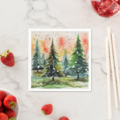 美しい抽象芸術クリスマスツリーズ白熱［赤熱］光を放つスカイ スタンダードカクテルナプキン (インサイチュ)