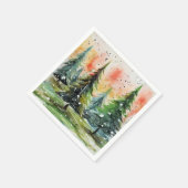 美しい抽象芸術クリスマスツリーズ白熱［赤熱］光を放つスカイ スタンダードカクテルナプキン (角)