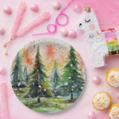 美しい抽象芸術クリスマスツリーズ白熱［赤熱］光を放つスカイ ペーパープレート (パーティー)