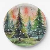 美しい抽象芸術クリスマスツリーズ白熱［赤熱］光を放つスカイ ペーパープレート (正面)