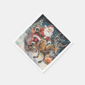 美しい抽象芸術サンタとトナカイが大急ぎ スタンダードカクテルナプキン (角)