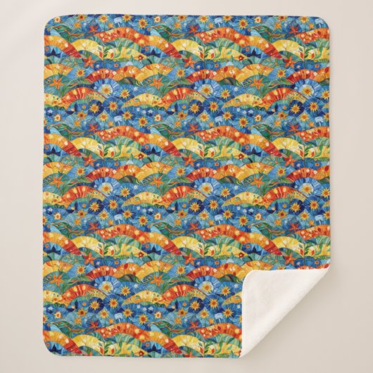 美しい抽象芸術シームレスパターンデザイン シェルパブランケット (正面)