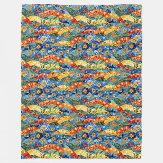 美しい抽象芸術シームレスパターンデザイン フリースブランケット (正面)