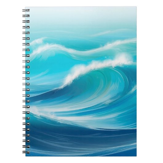 美しい抽象芸術ソフトブルー海波スプラッシュ ノートブック (正面)