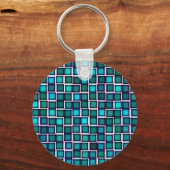 美しい抽象芸術タイルの青 キーホルダー (正面)