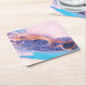 美しい抽象芸術テクスチャード水彩 スクエアペーパーコースター (アングル)