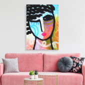 美しい抽象芸術デジタルポートレートの女性 キャンバスプリント (インサイチュ (リビング))