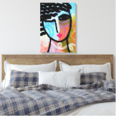 美しい抽象芸術デジタルポートレートの女性 キャンバスプリント (インサイチュ (寝室))