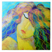 美しい抽象芸術デジタルポートレートの女性 タイル (正面)