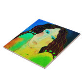 美しい抽象芸術デジタルポートレートの女性 タイル (側面)