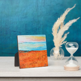 美しい抽象芸術ビーチ絵画ズオレンジブルー フォトプラーク