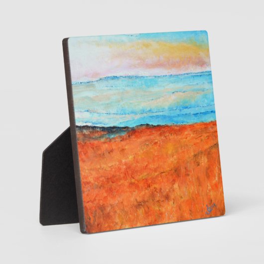 美しい抽象芸術ビーチ絵画ズオレンジブルー フォトプラーク (正面)