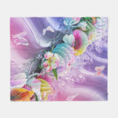 美しい抽象芸術フローラ花#10 フリースブランケット (正面(横))