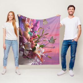 美しい抽象芸術フローラ花#1 フリースブランケット