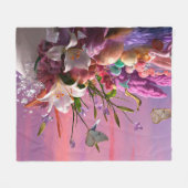 美しい抽象芸術フローラ花#1 フリースブランケット (正面(横))