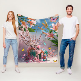 美しい抽象芸術フローラ花#3 フリースブランケット