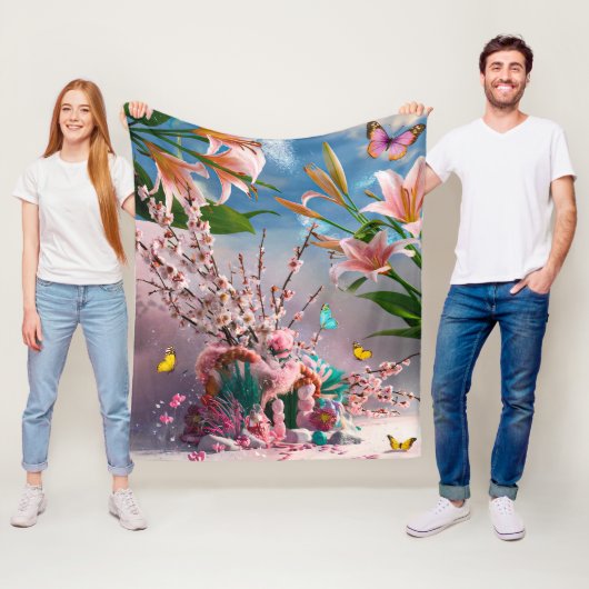 美しい抽象芸術フローラ花#3 フリースブランケット (インサイチュ)