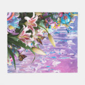 美しい抽象芸術フローラ花#4 フリースブランケット (正面(横))