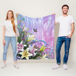 美しい抽象芸術フローラ花#5 フリースブランケット