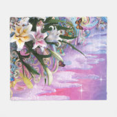 美しい抽象芸術フローラ花#6 フリースブランケット (正面(横))