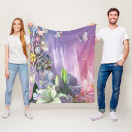 美しい抽象芸術フローラ花#7 フリースブランケット