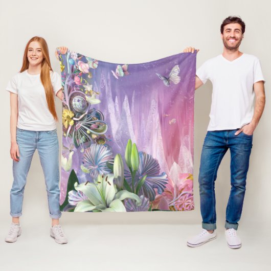 美しい抽象芸術フローラ花#7 フリースブランケット (インサイチュ)