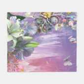 美しい抽象芸術フローラ花#7 フリースブランケット (正面(横))