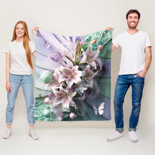 美しい抽象芸術フローラ花#8 フリースブランケット (インサイチュ)