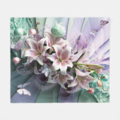 美しい抽象芸術フローラ花#8 フリースブランケット (正面(横))