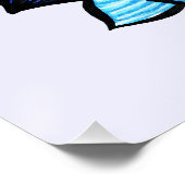 美しい抽象芸術ブルーフラワーインクスケッチ ポスター (コーナー)