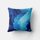 美しい抽象芸術ブルーモダン芸術的フルードアート クッション (裏面)