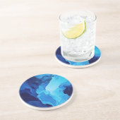 美しい抽象芸術ブルーモダン芸術的フルードアート コースター (側面)