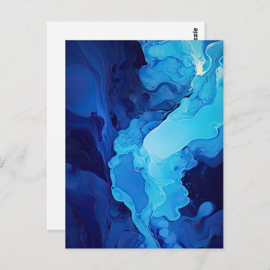 美しい抽象芸術ブルーモダン芸術的フルードアート ポストカード (正面/裏面)