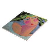 美しい抽象芸術ポートレートの女性 タイル (側面)