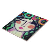 美しい抽象芸術ポートレートの女性 タイル (側面)