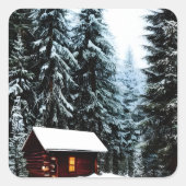 美しい抽象芸術リトルウィンターキャビン スクエアシール (正面)