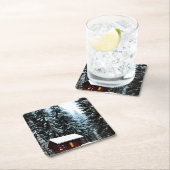 美しい抽象芸術リトルウィンターキャビン スクエアペーパーコースター (インサイチュ)