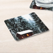 美しい抽象芸術リトルウィンターキャビン スクエアペーパーコースター (アングル)