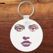 美しい抽象芸術女性顔メイクアップ美しいアート キーホルダー (正面)