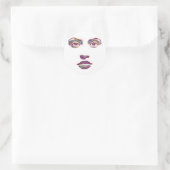 美しい抽象芸術女性顔メイクアップ美しいアート ラウンドシール (バッグ)