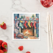 美しい抽象芸術暖炉ストッキング スタンダードカクテルナプキン (インサイチュ)