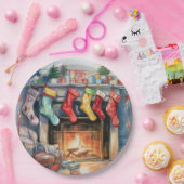 美しい抽象芸術暖炉ストッキング ペーパープレート (パーティー)