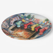 美しい抽象芸術暖炉ストッキング ペーパープレート (アングル)