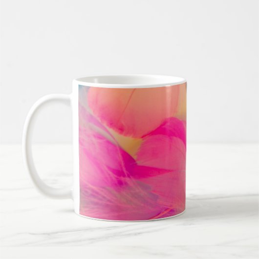 美しい抽象芸術紫と青の羽毛 コーヒーマグカップ (左)