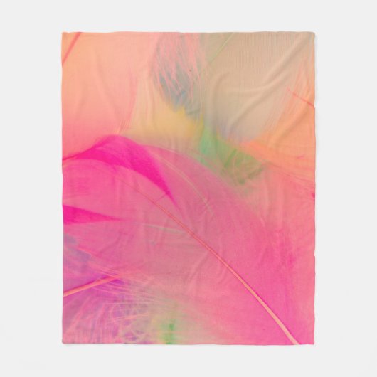 美しい抽象芸術紫と青の羽毛 フリースブランケット (正面)