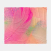 美しい抽象芸術紫と青の羽毛 フリースブランケット (正面(横))