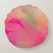 美しい抽象芸術紫と青の羽毛 ラウンドクッション (裏面)