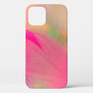 美しい抽象芸術紫と青の羽毛 iPhone 12ケース