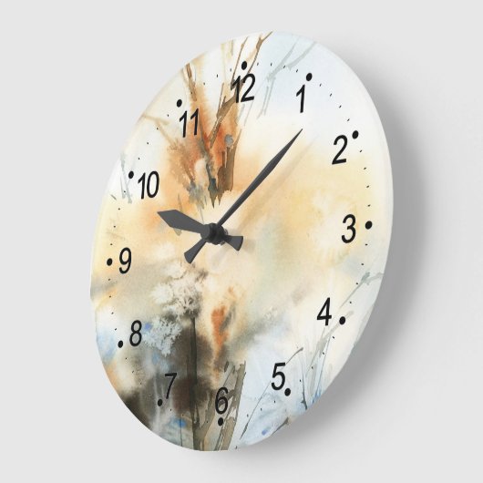 美しい抽象芸術絵画の水色の大きな塊 ラージ壁時計 (傾斜)