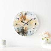 美しい抽象芸術絵画の水色の大きな塊 ラージ壁時計 (ホーム)